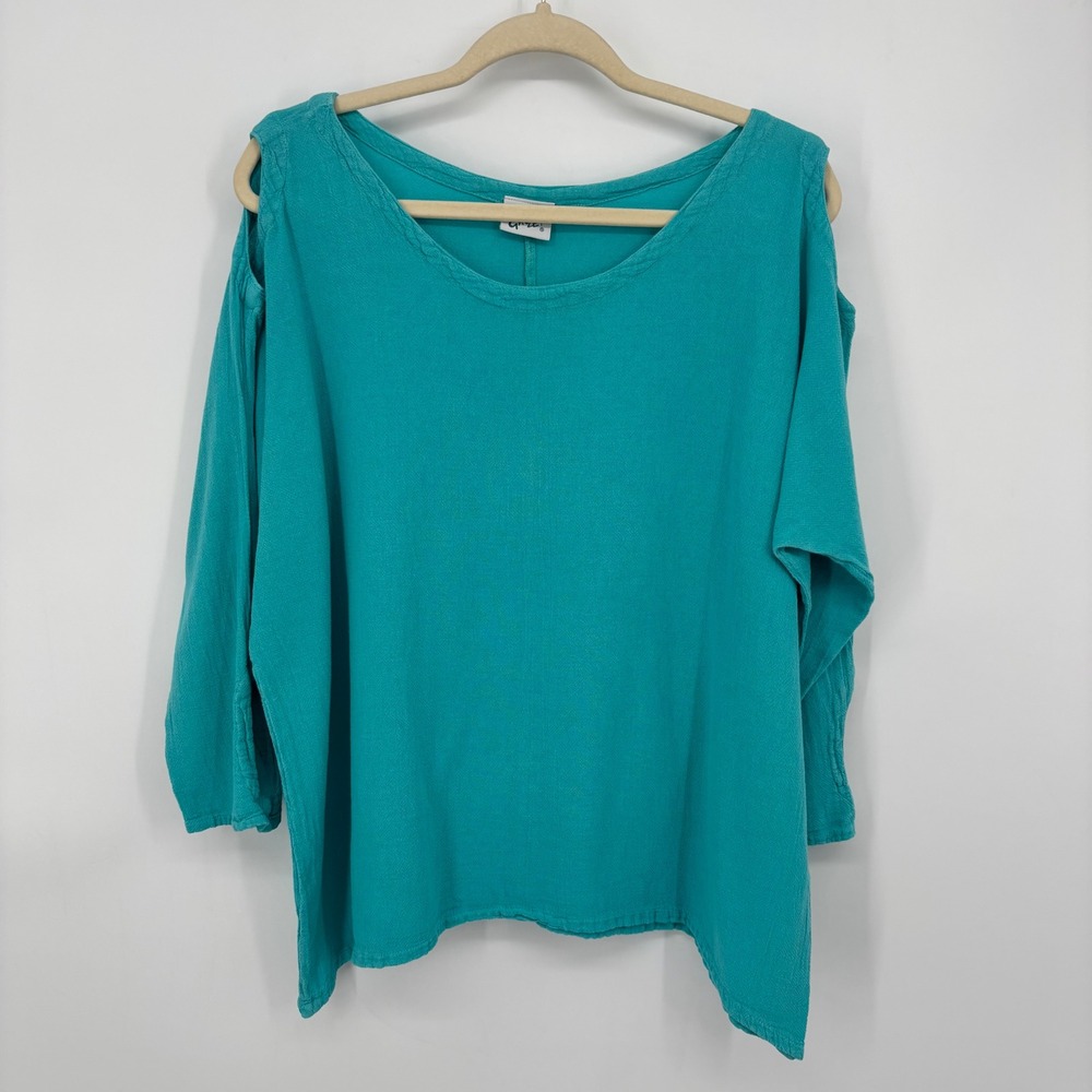 Oh My Gauze Magy Cold Shoulder Tunic Top Teal Size 1 S/M